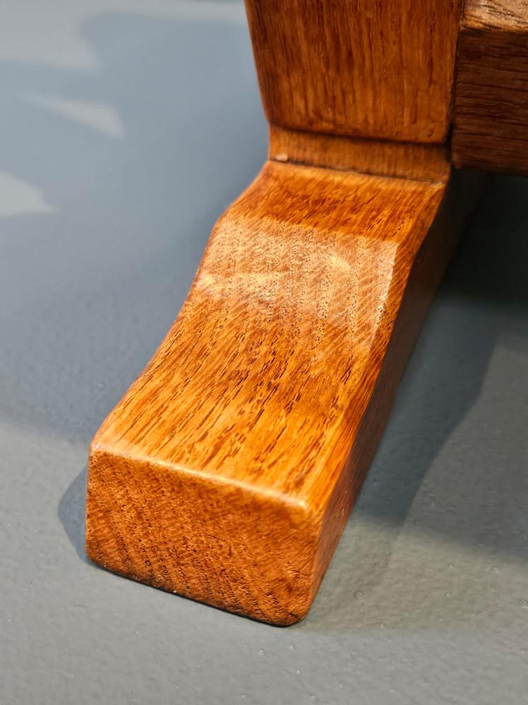 Thompson of Kilburn Mouseman Adzed Oak Magazine Rack - Image 2