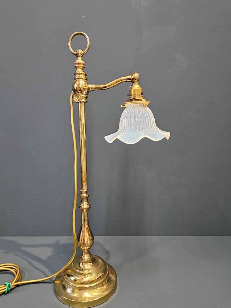 Edwardian Brass Rise and Fall Table Lamp - Image 6
