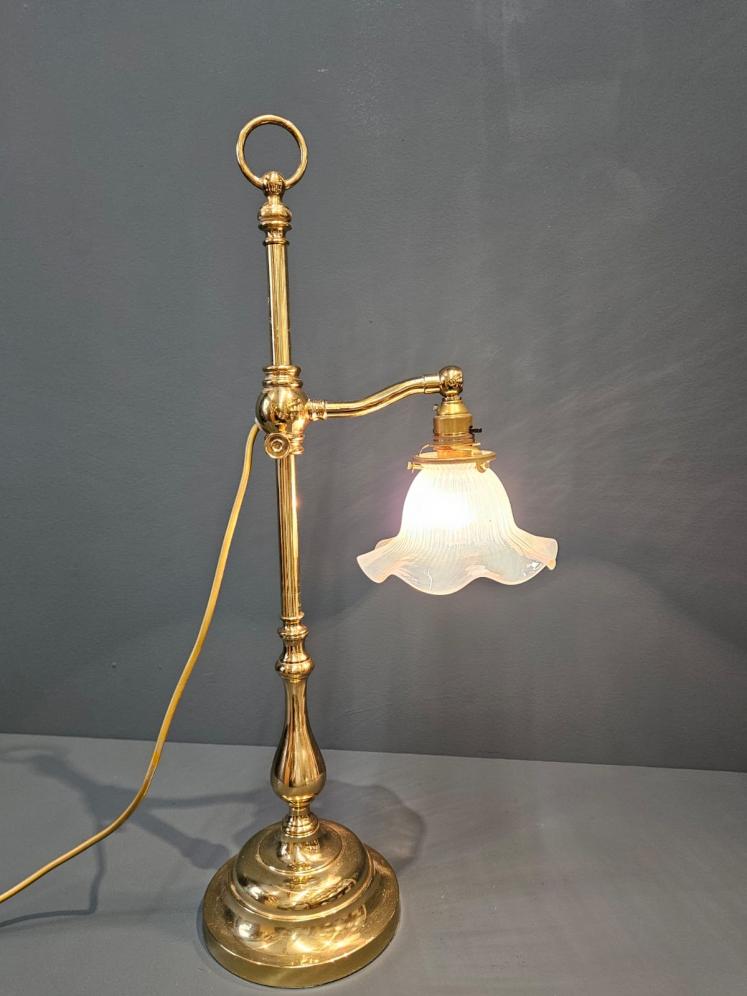 Edwardian Brass Rise and Fall Table Lamp - Image 5