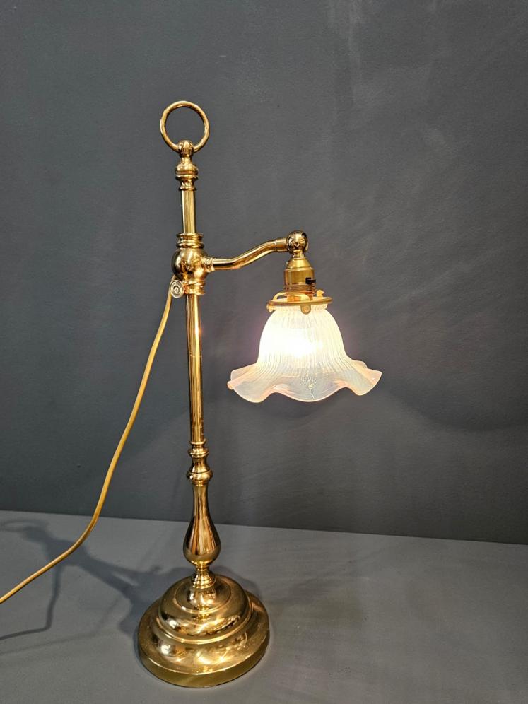 Edwardian Brass Rise and Fall Table Lamp - Image 2