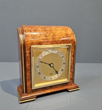 Art Deco Burr Walnut Mantle Clock By Elliott - Image