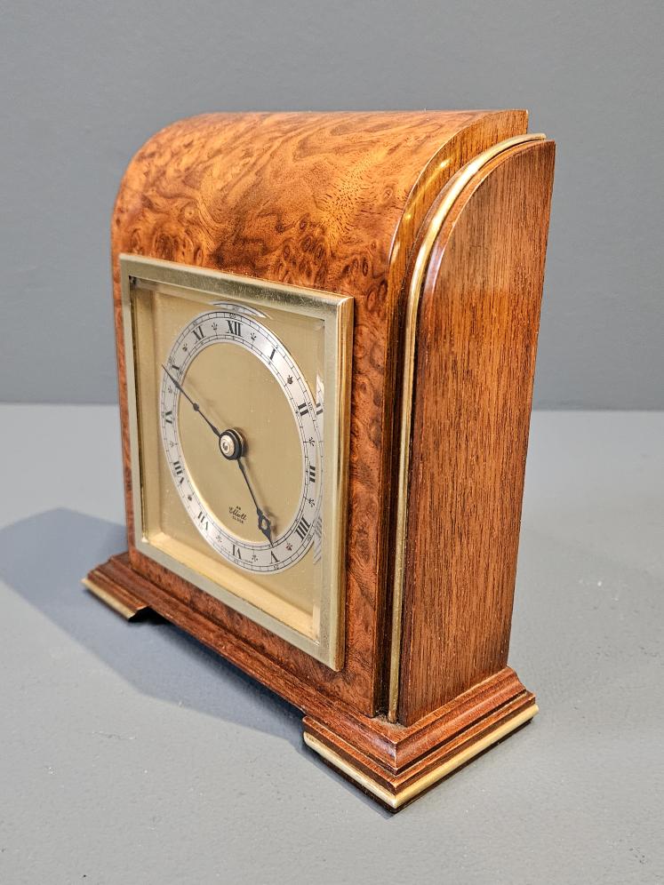 Art Deco Burr Walnut Mantle Clock By Elliott - Image 3