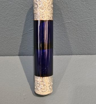 Victorian Bristol Blue and Silver Scent and Salts Bottle