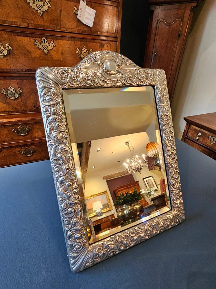 Large Victorian Silver Framed Mirror - Image 9
