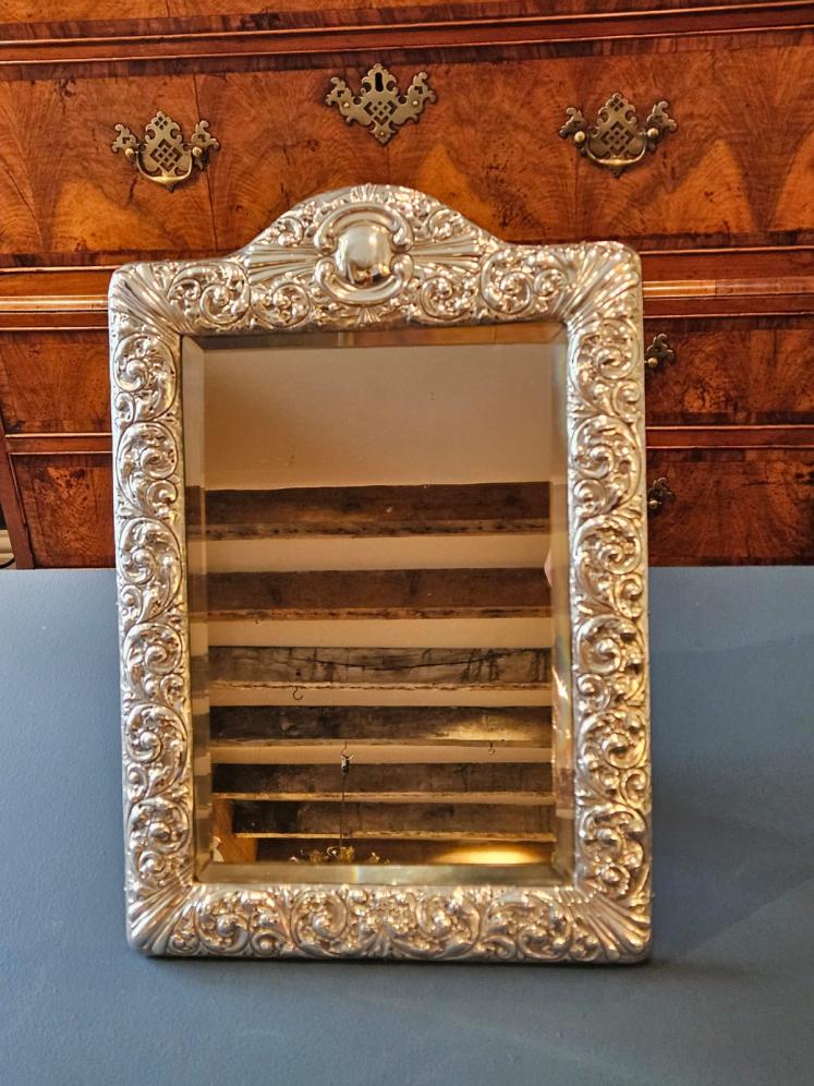 Large Victorian Silver Framed Mirror - Image 6