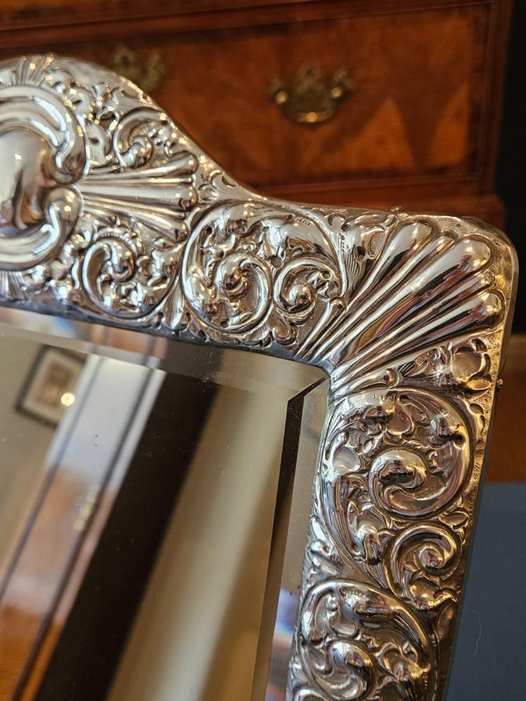 Large Victorian Silver Framed Mirror - Image 2