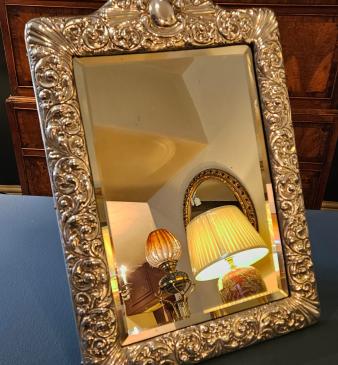 Large Victorian Silver Framed Mirror - Image