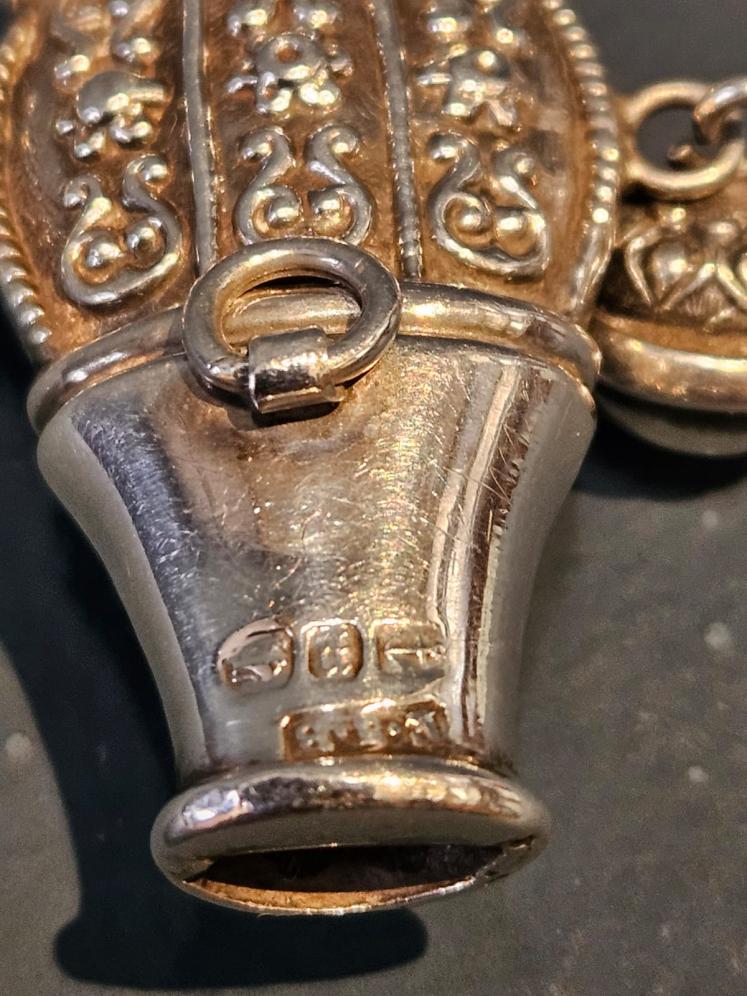 Victorian Silver and Mother of Pearl Soother, Whistle and Rattle - Image 5