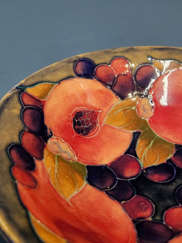 Moorcroft Pomegranate on Ochre Clay Shallow Bowl  - Image 6