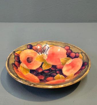 Moorcroft Pomegranate on Ochre Clay Shallow Bowl  - Image