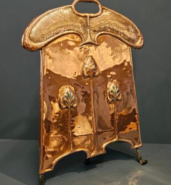 Outstanding Glasgow School Art Nouveau Fire Screen with Inset Cabochons  - Image