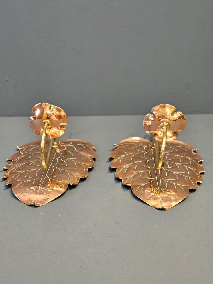 Matching Pair of Art Nouveau Copper and Brass Wall Sconces - Image 5
