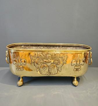 Large Victorian Oblong Brass Planter 