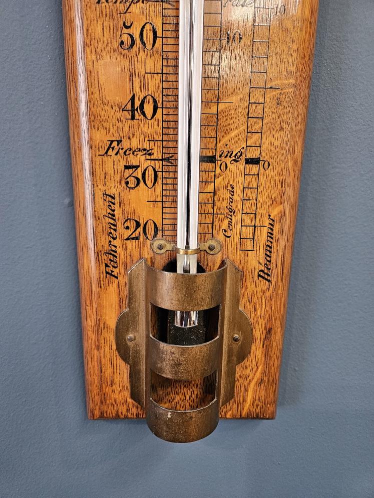 Extra Large Victorian Oak Thermometer  - Image 5