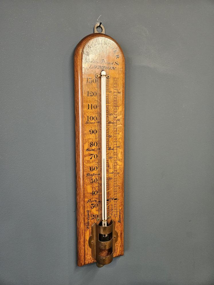 Extra Large Victorian Oak Thermometer  - Image 2