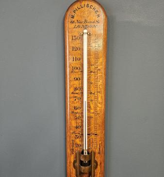 Extra Large Victorian Oak Thermometer 
