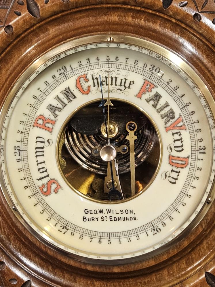 Edwardian Walnut Cased Aneroid Barometer by Wilson, Bury St Edmonds - Image 4