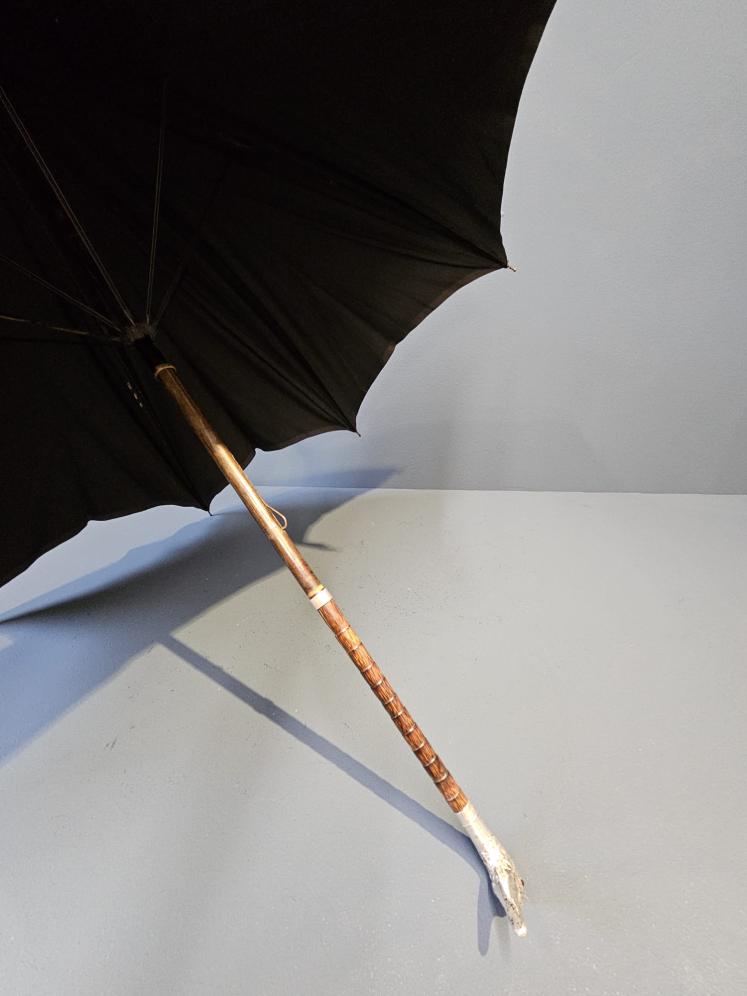 Edwardian Silver Ducks Head Handle Umbrella  - Image 9