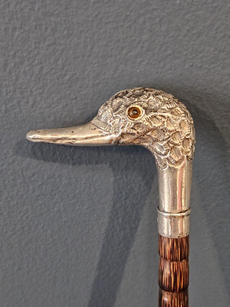 Edwardian Silver Ducks Head Handle Umbrella  - Image 5
