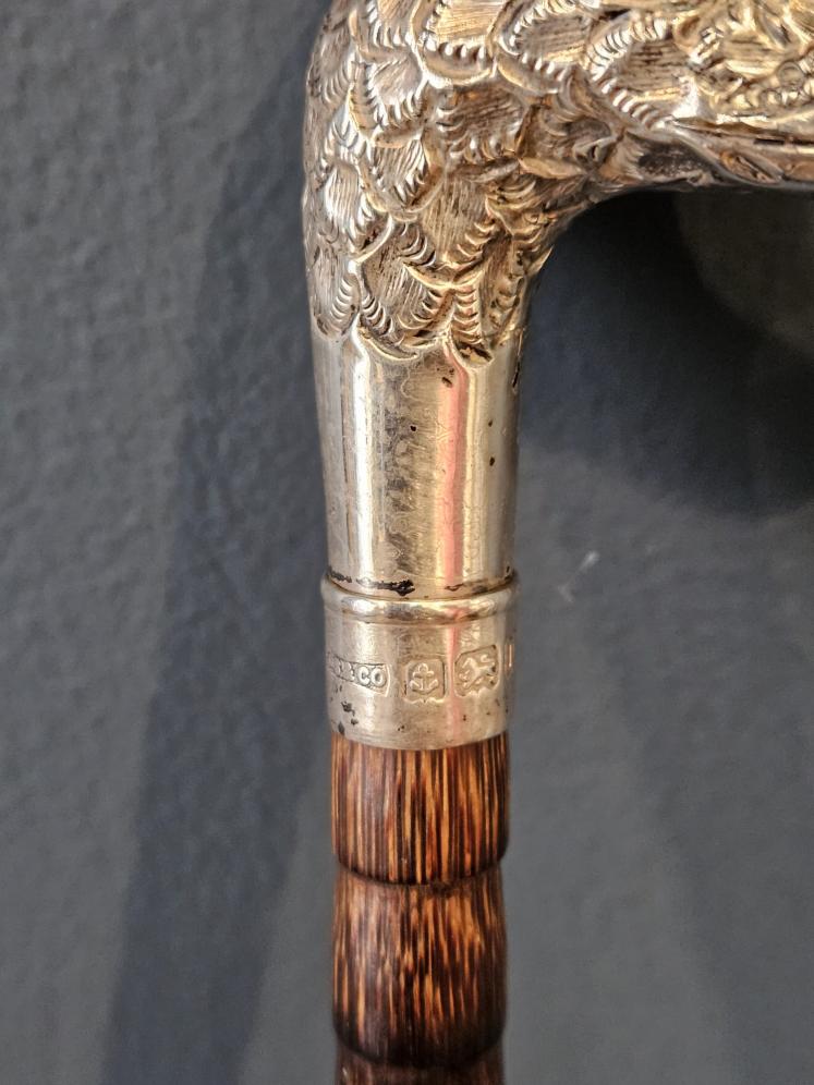 Edwardian Silver Ducks Head Handle Umbrella  - Image 4