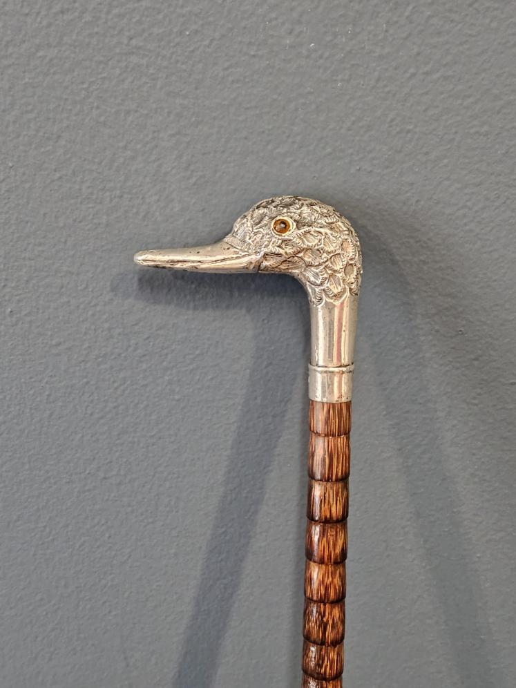 Edwardian Silver Ducks Head Handle Umbrella  - Image 2
