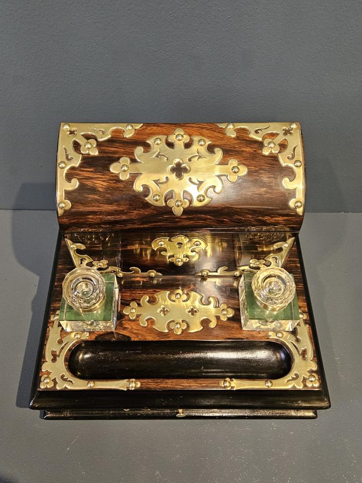 Victorian Coromandel Stationary and Ink Stand - Image 3