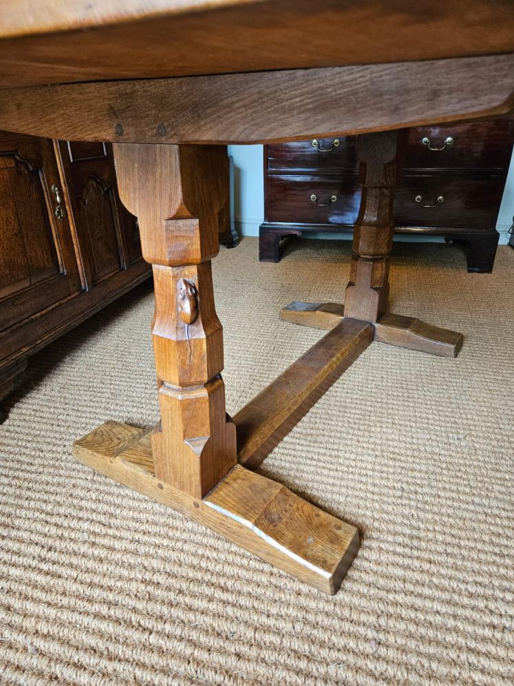Superb 1950's Thompson of Kilburn Mouseman Dining Table and Chairs - Image 10
