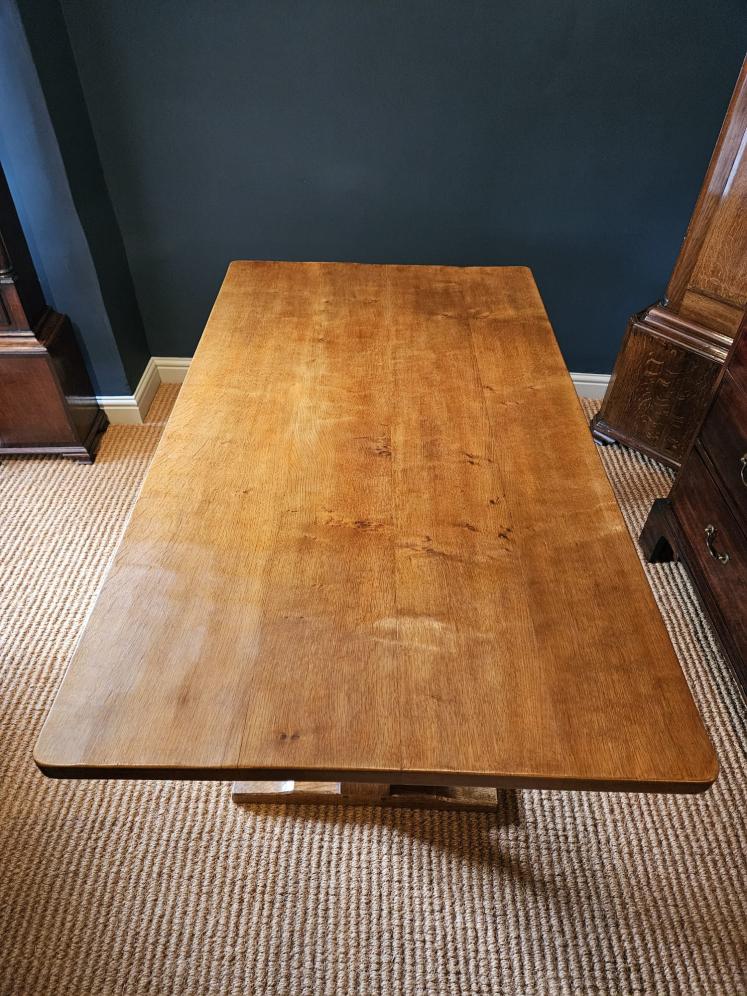 Superb 1940's Thompson of Kilburn Mouseman Dining Table and Chairs - Image 16