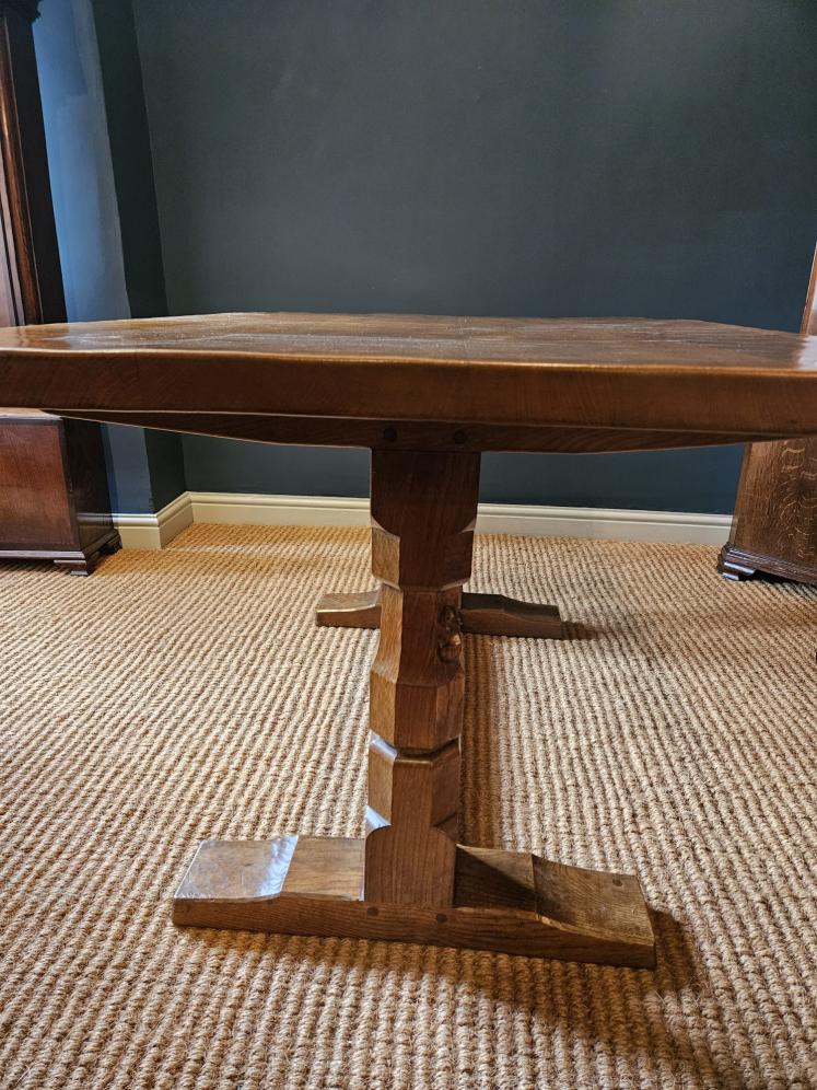 Superb 1940's Thompson of Kilburn Mouseman Dining Table and Chairs - Image 4