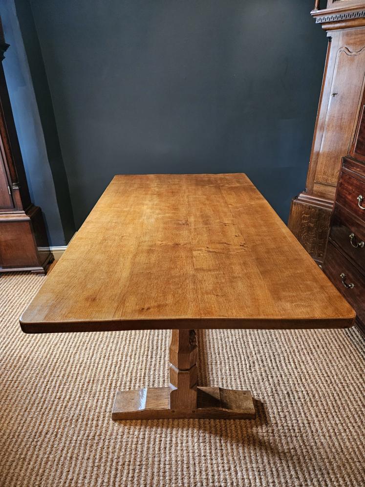 Superb 1940's Thompson of Kilburn Mouseman Dining Table and Chairs - Image 3