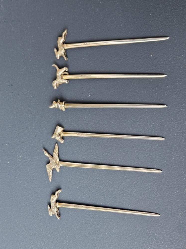 Set of George V Cast Silver Animal Top Cocktail Sticks - Image 3