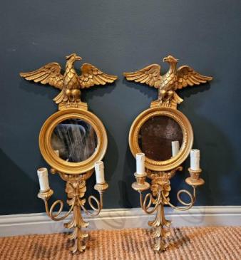 Pair of Mirror Back Wall Sconces 