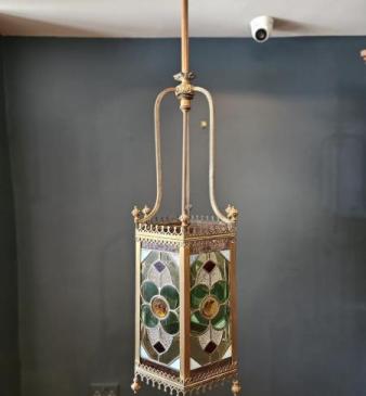 Superb Victorian Leaded Glass Lantern 