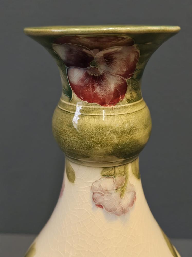 Large Early Moorcroft McIntyre Pansy on White Vase - Image 4