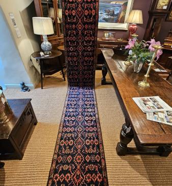 12' Persian Pure Wool Runner Rug - Image