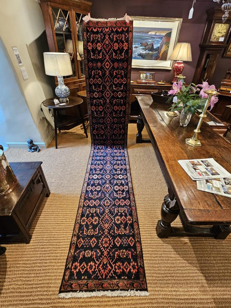12' Persian Pure Wool Runner Rug - Image 1