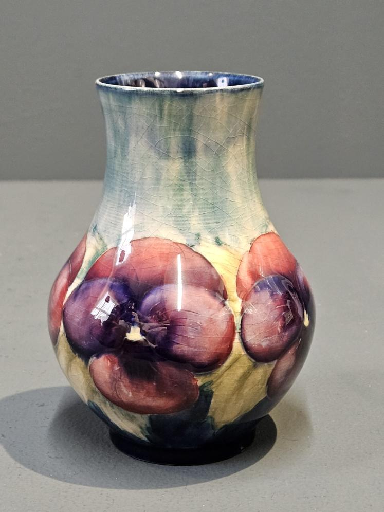 Moorcroft Pansy Vase with Rare Pale Blue Top - Image 5