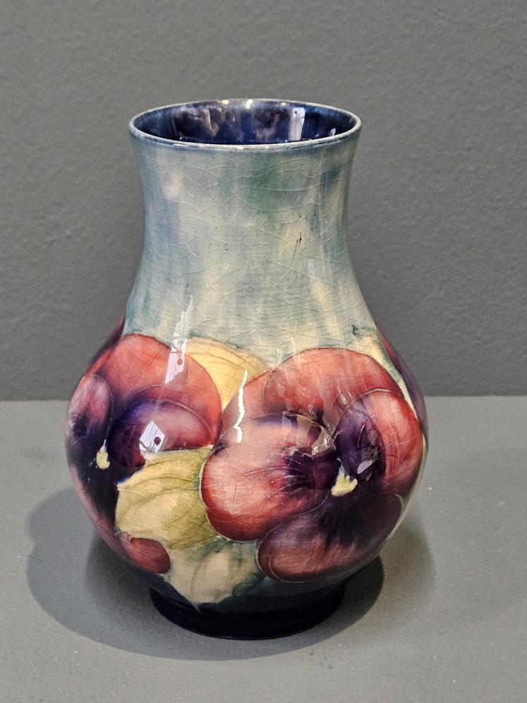 Moorcroft Pansy Vase with Rare Pale Blue Top - Image 1