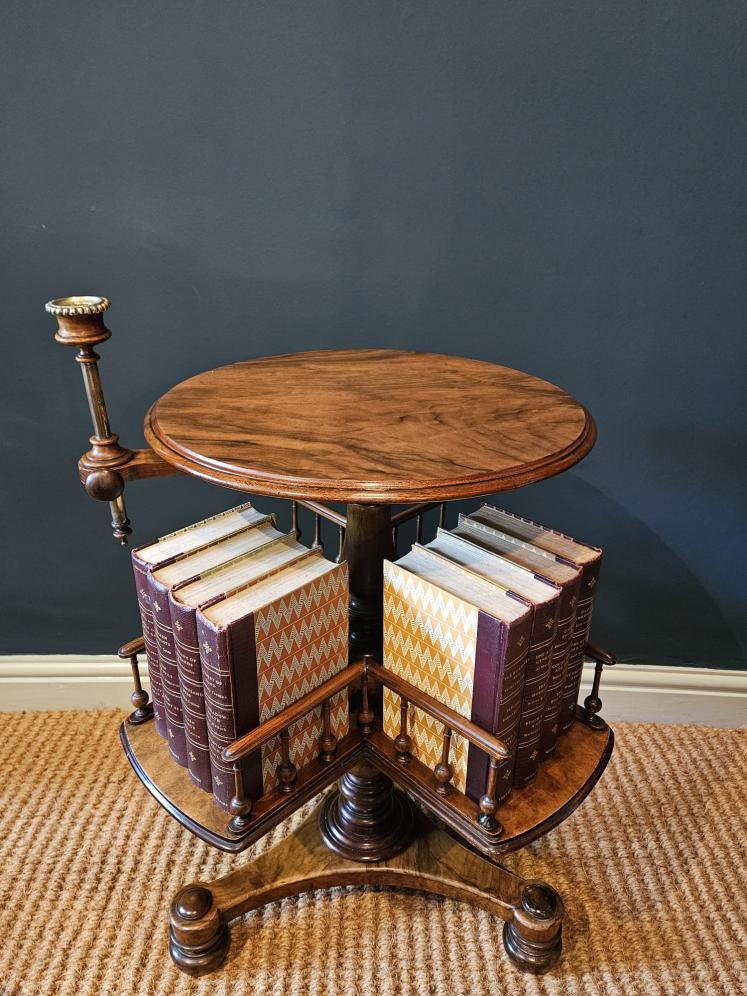 Mid Victorian Walnut Revolving Book Table  - Image 8
