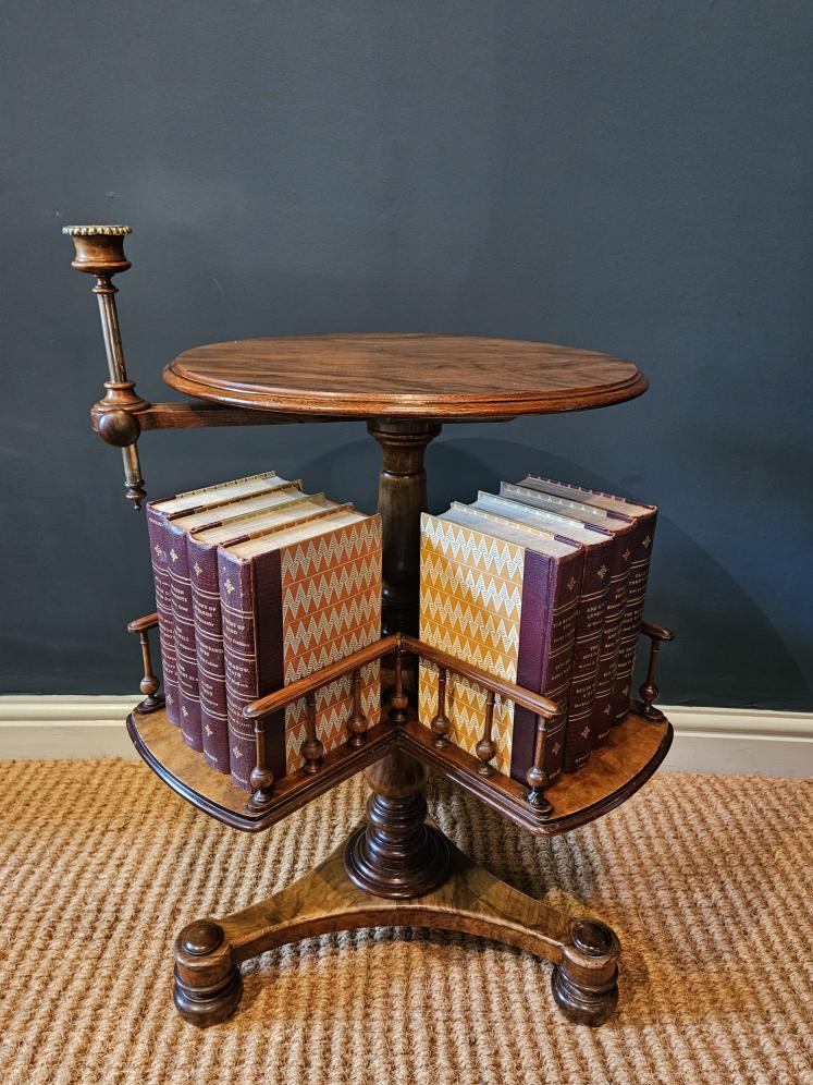 Mid Victorian Walnut Revolving Book Table  - Image 7