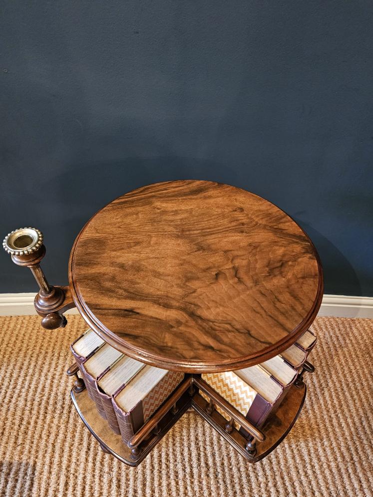 Mid Victorian Walnut Revolving Book Table  - Image 6