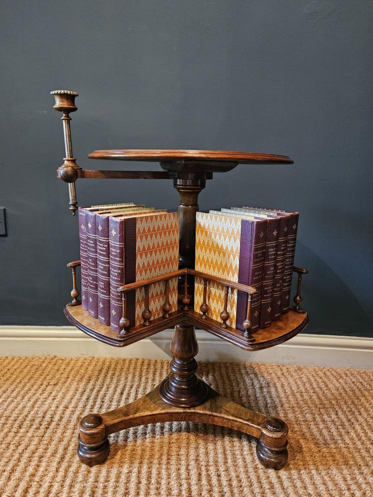 Mid Victorian Walnut Revolving Book Table  - Image 2