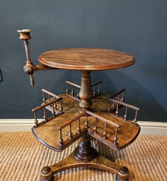 Mid Victorian Walnut Revolving Book Table  - Image