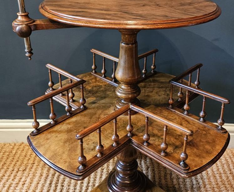 Mid Victorian Walnut Revolving Book Table  - Video