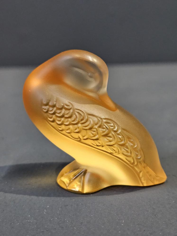 Lalique Golden Amber Preening Duck - Image 1