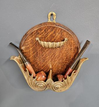 Victorian Oak and Brass Pipe Rack - Image