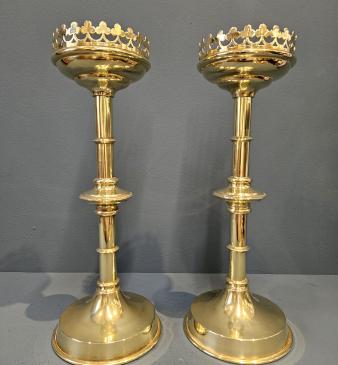 Matching Pair of Church Candlesticks - Image