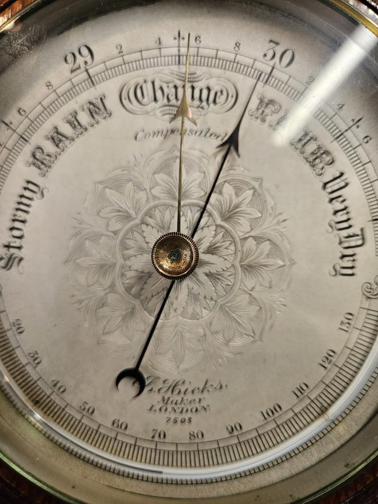 Superb Quality Victorian Silvered Dial Barometer by Hicks - Image 3
