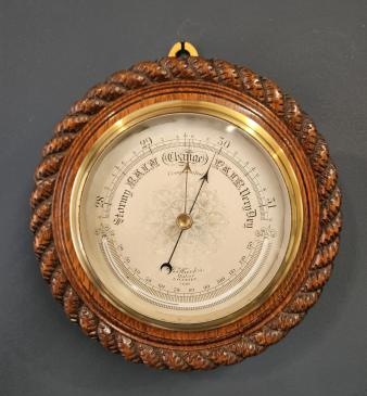 Superb Quality Victorian Silvered Dial Barometer by Hicks - Image