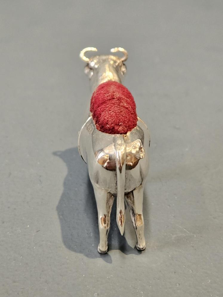 Edwardian Silver Bull Pin Cushion  - Image 2